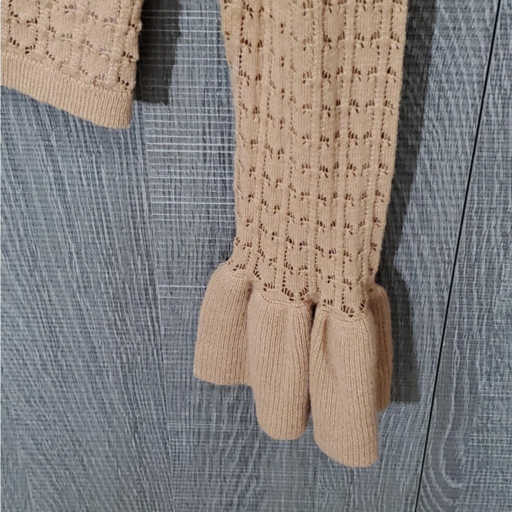 Rachel Parcell Pointelle Ruffle Sweater Beige Tan Size XS - Picture 5 of 8